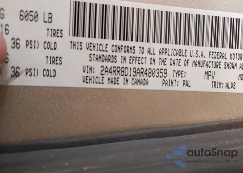 2010 Chrysler Town & Country Touring Plus from USA, damaged, VIN 2A4RR8D19AR480359